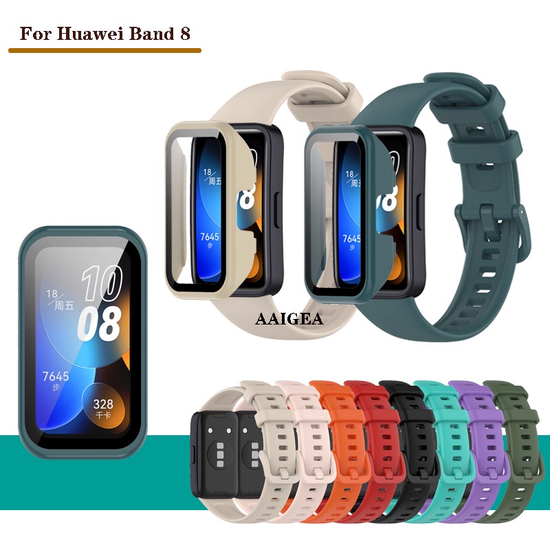 สําหรับ Huawei Band 8 / 9 กระจกนิรภัยหน้าจอ เคสป้องกัน สายซิลิโคน อุปกรณ์เสริมสมาร์ทวอทช์