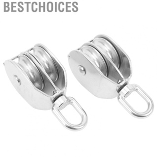 Bestchoices Stainless Steel Pulley Roller  360 Degree Rotatable Versatile Corrosion Resistant Double Pulley Block Labor Saving 400KG Loading  for Indoor Outdoor