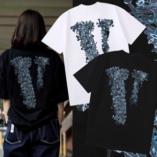 เสื้อยืดแขนสั้นลําลอง ผ้าฝ้าย พิมพ์ลายตัวอักษร VLONE แฟชั่นสําหรับผู้ชาย และผู้หญิง