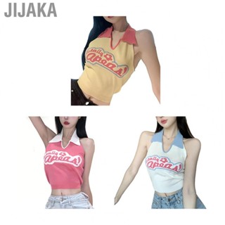 Jijaka Sleeveless Shirt  Soft Women Top Pretty Print Comfortable V Neck Free Matching  for Beach