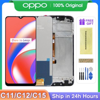 อะไหล่หน้าจอสัมผัส LCD 6.5 นิ้ว พร้อมกรอบ แบบเปลี่ยน สําหรับ Oppo Realme C11 C12 C15 RMX2185 RMX2189 10