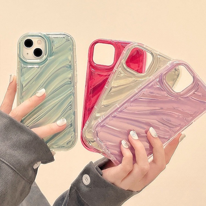 สำหรับ for iPhone 16 15 14 13 12 11 Pro Max X Xr Xs Max 7 8 14 15 Plus SE เคสโทรศัพท์ TPU Water Ripple Soft Clear Cover