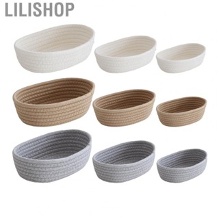 Lilishop Desktop Storage Baskets  Oval 3 Pcs Storage Organizer Cotton Rope Hand Made  for Gifts