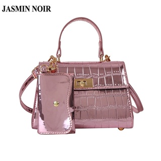 Jasmin NOIR กระเป๋าถือ กระเป๋าสะพายไหล่ หนัง PU ลายหนังจระเข้ ขนาดเล็ก พร้อมตัวล็อก แฟชั่นสําหรับสตรี