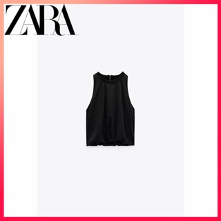 Zara ใหม่ เสื้อทูนิค สีดํา สําหรับผู้หญิง