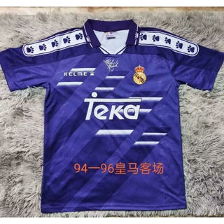 เสื้อกีฬาแขนสั้น ลายทีมฟุตบอล Real Madrid 94-96 Real Madrid Away สไตล์วินเทจ แห้งเร็ว สําหรับผู้ชาย ไซซ์ S-XXL AAA