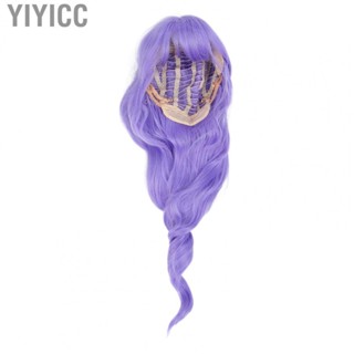 Yiyicc Purple Curly Wig  Stretchy Hats Design Natural Long Service Life Long Wig  for Cosplay for Women for Halloween for Party