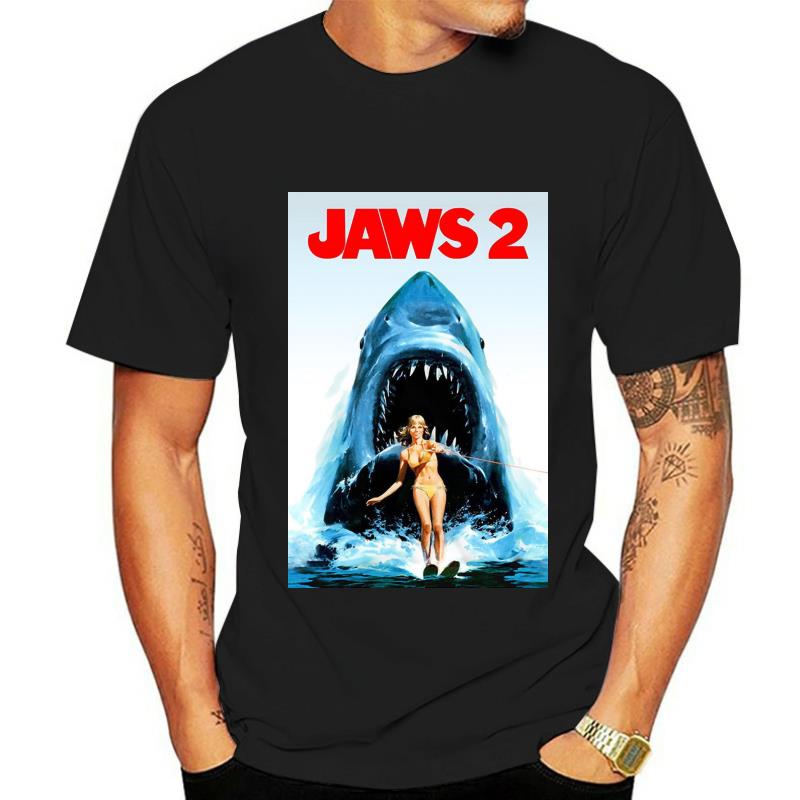 เสื้อยืดผ้าฝ้าย 100% พิมพ์ลายโปสเตอร์ภาพยนตร์ JAWS 2 RETRO คุณภาพสูง แฟชั่นสําหรับผู้ชาย และผู้หญิง