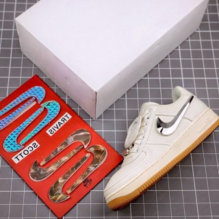 Nike AIR Force 1 Low Travis Scott รองเท้าผ้าใบ สีขาว ไซซ์:36-45