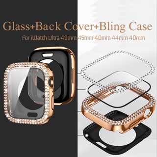 Bling Case ฟิล์มกระจกนิรภัยกันรอยหน้าจอ และเพชร 360 องศา สําหรับ iWatch Ultra 49 มม. 45 มม. 41 มม. 44 มม. 40 มม. iWatch 8 SE2 7 6 SE 5 4(SOOAX)