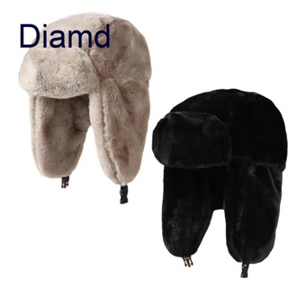 Diamd หมวกบันนี่ กันลม ผ้ากํามะหยี่ขนนิ่ม แบบหนา ให้ความอบอุ่น สไตล์รัสเซีย เหมาะกับฤดูหนาว สําหรับผู้หญิง และผู้ชาย