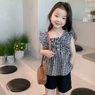 เสื้อยืดผ้าฝ้าย 3-8 T ระบายอากาศ เป็นมิตรกับผิวหนัง สไตล์เกาหลี แฟชั่นฤดูร้อน สําหรับผู้หญิง