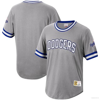 เสื้อกีฬาเบสบอล MLB Los Angeles Dodgers สีเทา พลัสไซซ์