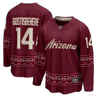 เสื้อกีฬาแขนยาว ลายทีม Ani NHL Arizona Coyotes Gostisbehere Jersey สีแดง พลัสไซซ์