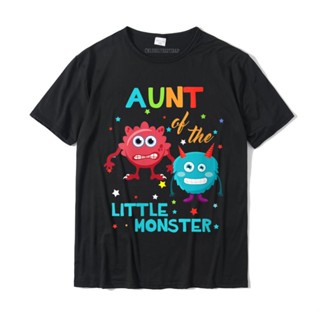 เสื้อยืด คอกลม ขนาดใหญ่ พิมพ์ลายมอนสเตอร์ Auntie Of The Little Monster Birthday สําหรับผู้ชาย และผู้หญิง