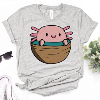 เสื้อยืด พิมพ์ลายมังงะ Axolotl สไตล์ญี่ปุ่น สําหรับผู้หญิง