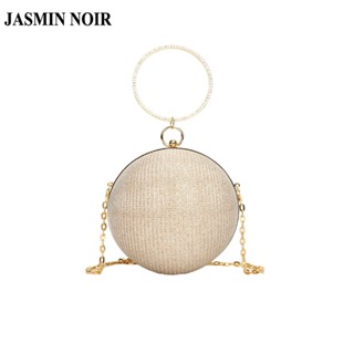 Jasmin NOIR กระเป๋าถือ กระเป๋าสะพายไหล่ ทรงคลัทช์ ประดับเลื่อม แต่งสายโซ่ ทรงกลม เหมาะกับงานปาร์ตี้ สําหรับผู้หญิง