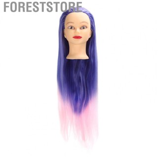 Foreststore Mannequin Head Doll High Temperature Synthetic Hair Blue Pink Gradient Color  Distribution Smoothly for Salon