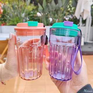 450ml ถ้วยน้ำอะคริลิกคุณภาพสูง Bpa ฟรีขวดน้ำความจุขนาดใหญ่พร้อมฝาปิด Ins สไตล์นักเรียนแบบพกพาถ้วยน้ำป้องกันการรั่ว M