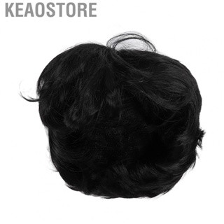 Keaostore Mens Synthetic Wig Soft Black Men Middle Part Short Cosplay Party