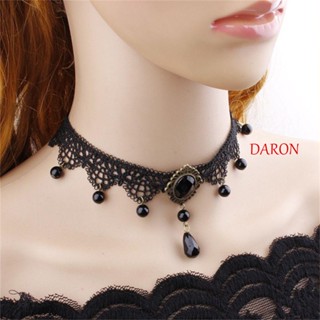 DARON เครื่องประดับ สร้อยคอ จี้ลูกไม้ FS สีดํา สไตล์พังก์ เรโทร 2 สี