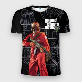 เสื้อยืด พิมพ์ลาย GTA 3 มิติ แบบเข้ารูป สําหรับผู้ชาย