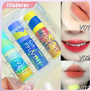 Cappuvini Three-pack Set Art Sense Matte Lip Mud Lip Glaze Velvet Whitening ลิปกลอสสำหรับแต่งหน้าในประเทศ HO