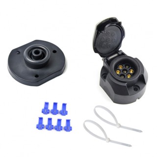 ⚡READYSTOCK⚡Car Socket Trailer Wiring Connector 7 Pin Adapter Black DC 12V Hauling Kit