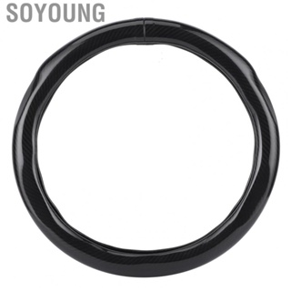 Soyoung 15in Carbon Fiber Style Steering Wheel Cover Protection Ergonomic Design Universal Sleeve