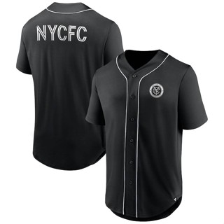 Qy MLS เสื้อคาร์ดิแกนเบสบอล พลัสไซซ์ ลาย New York City FC Jersey Button Down