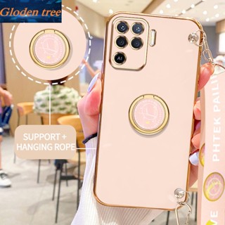 เคสโทรศัพท์มือถือ ลายต้นไม้ Gloden พร้อมขาตั้ง และสายคล้อง สําหรับ OPPO A94 5G F19 Pro+ 5G Reno 5Z 5G