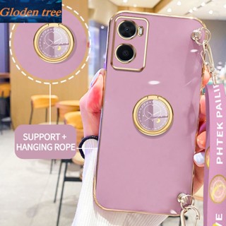 เคสโทรศัพท์มือถือ ลายต้นไม้ Gloden พร้อมขาตั้ง และสายคล้อง สําหรับ OPPO A36 A76