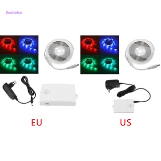 Doublebuy สวิตช์เซนเซอร์ตรวจจับการเคลื่อนไหว 12V พร้อมแถบไฟ RGB LED ปลั๊ก EU US สําหรับคริสต์มาส ฮาโลวีน ห้องนอน