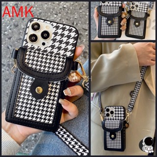 Amk เคสโทรศัพท์มือถือ ลายสก๊อต พร้อมสายคล้อง และช่องใส่บัตร สําหรับ Tecno Spark Go 10 pro Infinix mart 7 Hot note 30 30i 20 20s 12 g96 Zero x neo pro 12i 11s 11 10 10S play nfc 5g 2023 HXMF