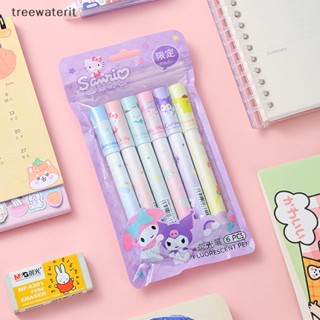 Tr ปากกามาร์กเกอร์เรืองแสง ลายการ์ตูนอนิเมะ My Melody Kuromi Pochacco สําหรับเด็กผู้หญิง นักเรียน 6 ชิ้น ต่อชุด