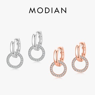 Modian ต่างหูห่วงกลม เงินแท้ 100% 925 เครื่องประดับแฟชั่น สําหรับผู้หญิง งานแต่งงาน