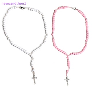 Newsandthen1 สร้อยคอไม้กางเขนพระเยซูคาทอลิก ธรรมชาติ สไตล์วินเทจ