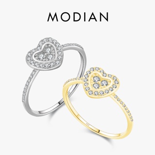 Modian แหวนเงินแท้ 925 ประดับเพทาย รูปหัวใจ สไตล์คลาสสิก เครื่องประดับ สําหรับผู้หญิง งานแต่งงาน