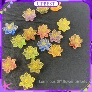 ♕ 50pcs Nail Art Luminous Three-dimensional Lotus Jewelry Colorful Golden Resin Flower Handmade Nail Decoration Manciure Tool For Nail Shop 8 Colors UPBEST