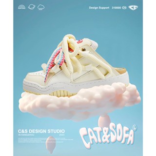 Cat and Sofa Dreadlocks/Original Design Summer New Half Slippers Bread Shoes Dopamine Leisure Skateboard Shoes Tide