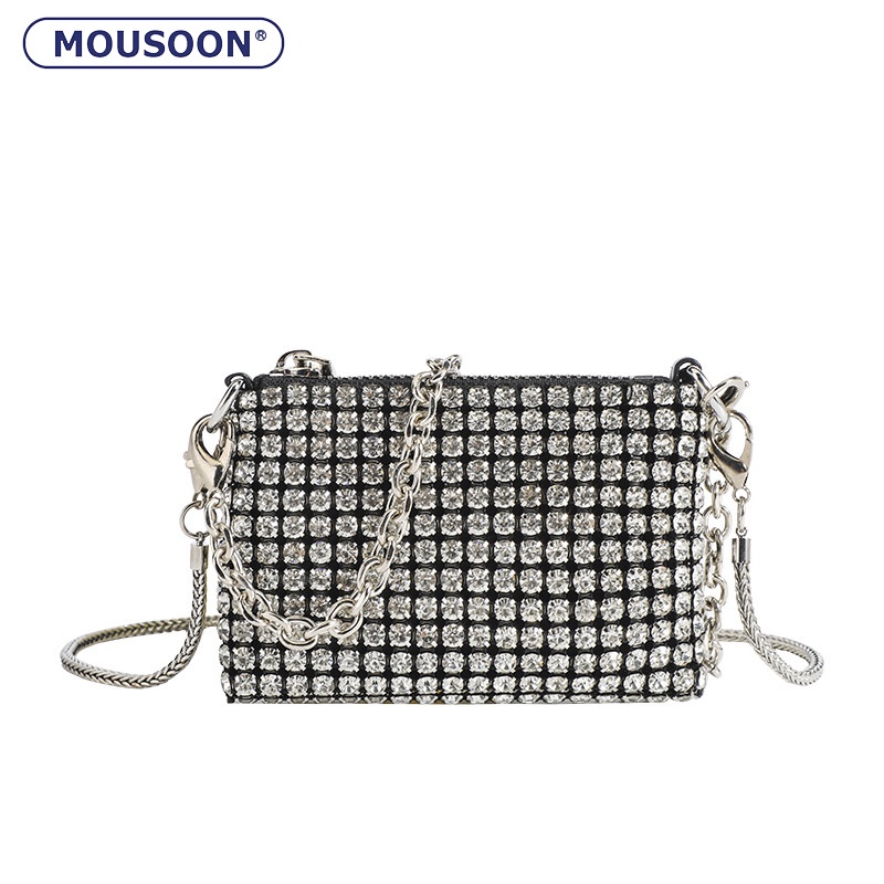 กระเป๋าสะพายไหล่ผู้หญิง Mousoon กระเป๋าคลัทช์ Rhinestone