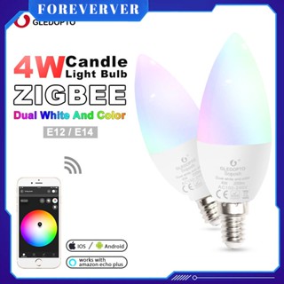 Zigbee RGB+CCT LED 4W Candle Light E12/E14 Dimmable Magic Bulb Smartphone APP Control Brightness Adjustable Compatible with Amazon Echo Plus fore