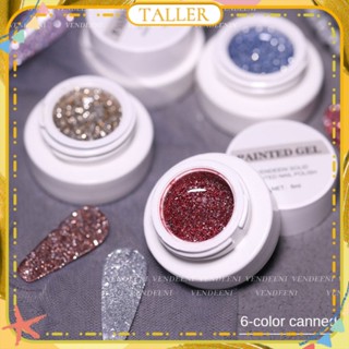 ✧Ready Stcok Vendeeni Carat Broken Drill Rubber Nail Polish Gel Reflective Super Flash Canned Phototherapy Glue Nail For Nail Shop 6ml TALLER สูง