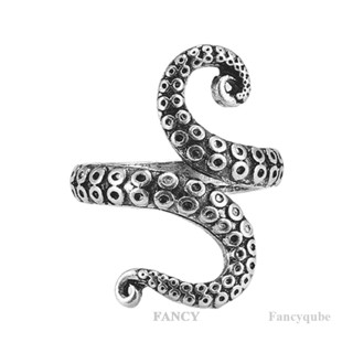 Fancy แหวนนิ้วมือ รูปปลาหมึก หัวใจ ปลาหมึก สีดํา สไตล์พังก์ เครื่องประดับ ของขวัญ สําหรับผู้หญิง ผู้ชาย