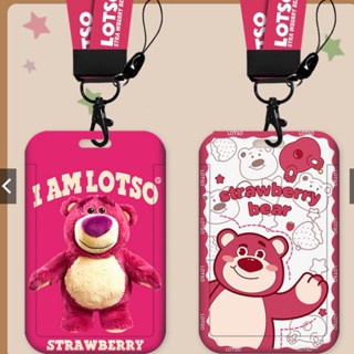 กระเป๋าใส่บัตร รูปหมี Lotso น่ารัก บัตรนักเรียน / บัตรรถบัส / บัตรรถไฟใต้ดิน / บัตรทํางาน เชือกเส้นเล็ก