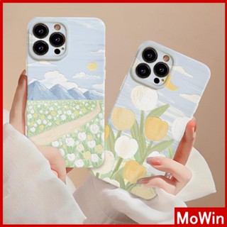 Mowin - เข้ากันได้สำหรับ เคสไอโฟน เคสไอโฟน11 เคส iphone 11 เคส iPhone เคสเยลลี่สีเหลืองฟิล์มนุ่ม TPU กันกระแทกเคสกล้องป้องกันภาพวาดสีน้ำมัน Tulip ใช้ได้กับ iPhone 13 Pro max 12 11 xr xs max 7Plus 8Plus