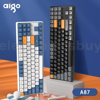 Aigo A108 คีย์บอร์ดเกมมิ่ง 110 คีย์ ไร้สาย Type-c 2.4G สวิตช์สีเหลือง แบบชาร์จไฟได้