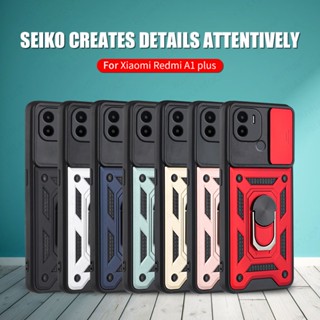 For Xiaomi Redmi A1 A2 Plus A2Plus A2+ A1+ RedmiA1 RedmiA2 Luxury Push Slide Camera Lens Protect Phone Case Bumper Hard Stand Holder Bracket Back Cover