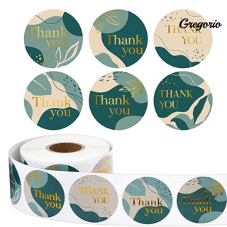 Gregoriowj สติกเกอร์ ลายตัวอักษร Thankyou มีกาวในตัว สําหรับตกแต่งบรรจุภัณฑ์ DIY 500 ชิ้น ต่อม้วน