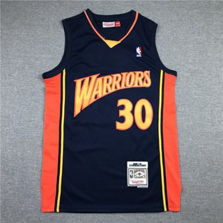 Mitchell &amp; Ness Warriors Of The Golden State สไตล์เรโทร 2009-10 #30 เสื้อกีฬาบาสเก็ตบอล ลายทีม Stephen Curry สีกรมท่า 187224